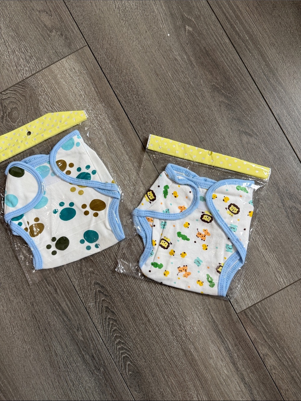 Baby Blue-Trim Diaper Covers with Playful Prints - Pack of 2